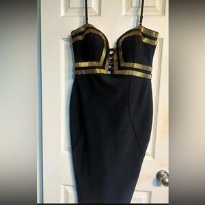 Brand New Elegant Black and Gold Women's Dress